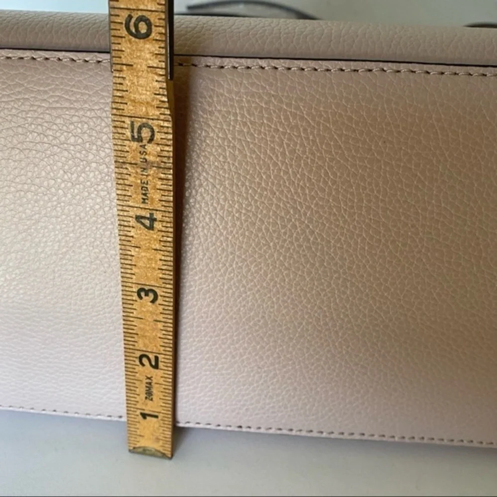 Kate Spade Cream Tan Leather Medium Top Zip Structured Tote Satchel Bag
